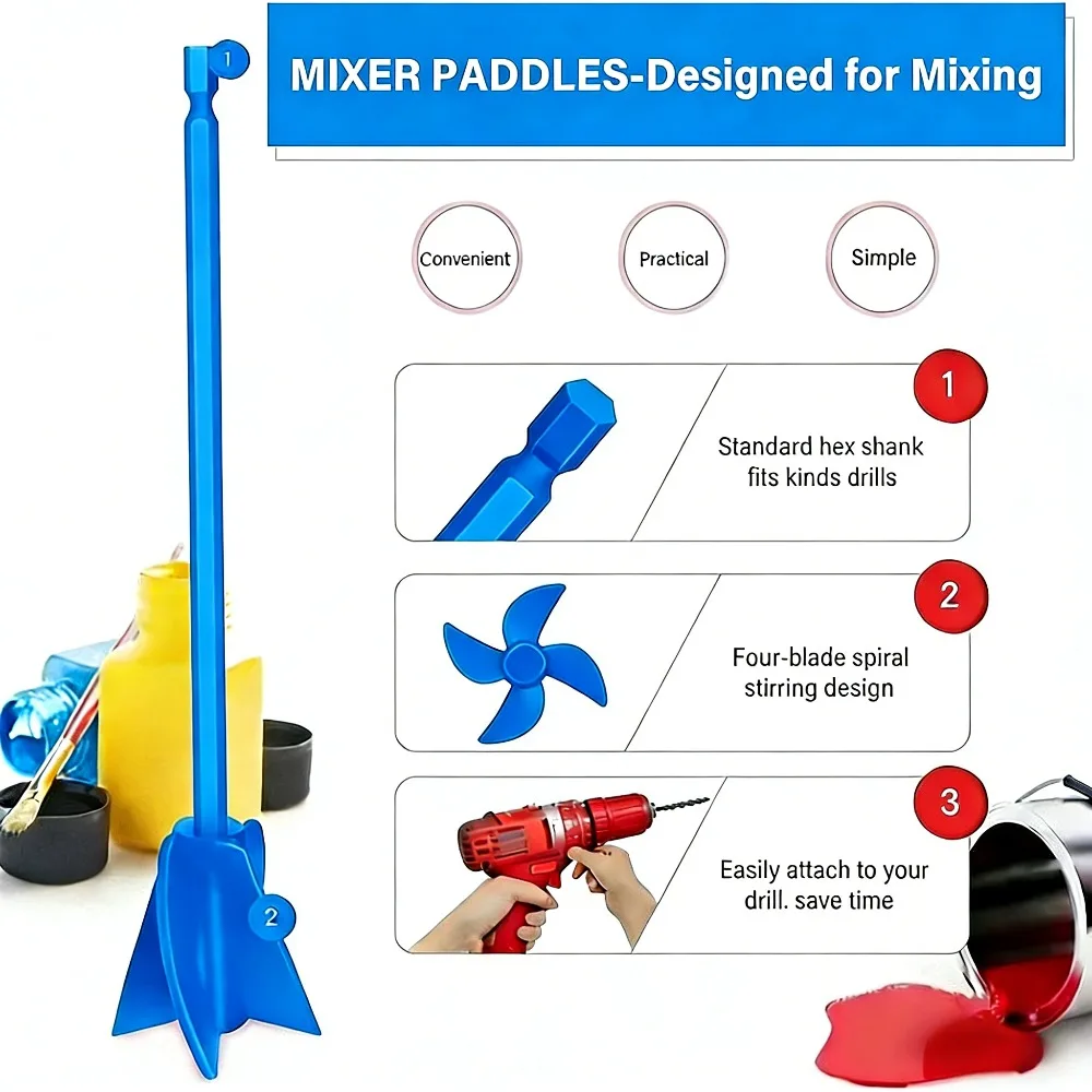 5Pcs Reusable Plastic Epoxy Resin Paint Stirrer Paddles, Random Color Non-Stick Easy Clean Mixer for Paint, Epoxy Resin, Ceramic
