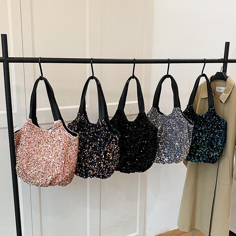 عالية السعة المرأة حقيبة موضة مطرزة تحت الإبط الفاخرة لامعة حقيبة كتف تنوعا حقيبة يد للسيدات حقيبة صغيرة 2 مجموعة حقائب اليد