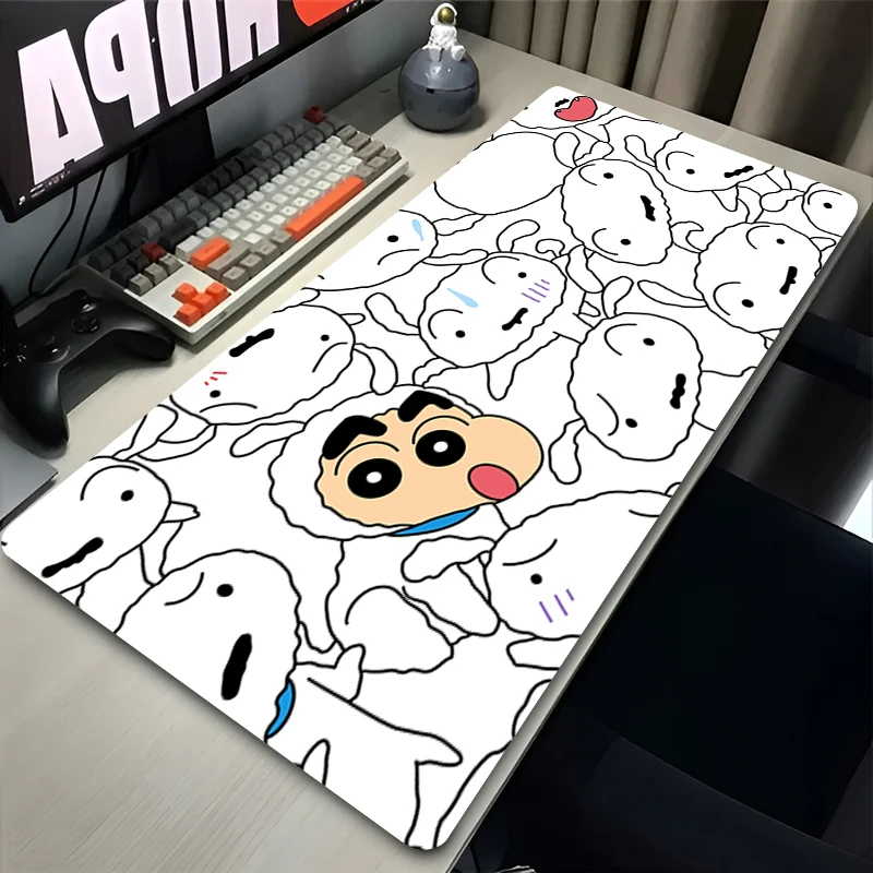 Tapis de souris c-crayon s-shin-chan, accessoires de bureau pour PC, tapis étendu à motif animé, tapis de bureau antidérapant, tapis de jeu en caoutchouc