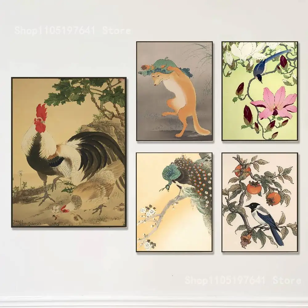 

Hokusai Ohara Koson Japanese Art Club Bar Paper Vintage Poster Wall Art Painting Bedroom Study Stickers