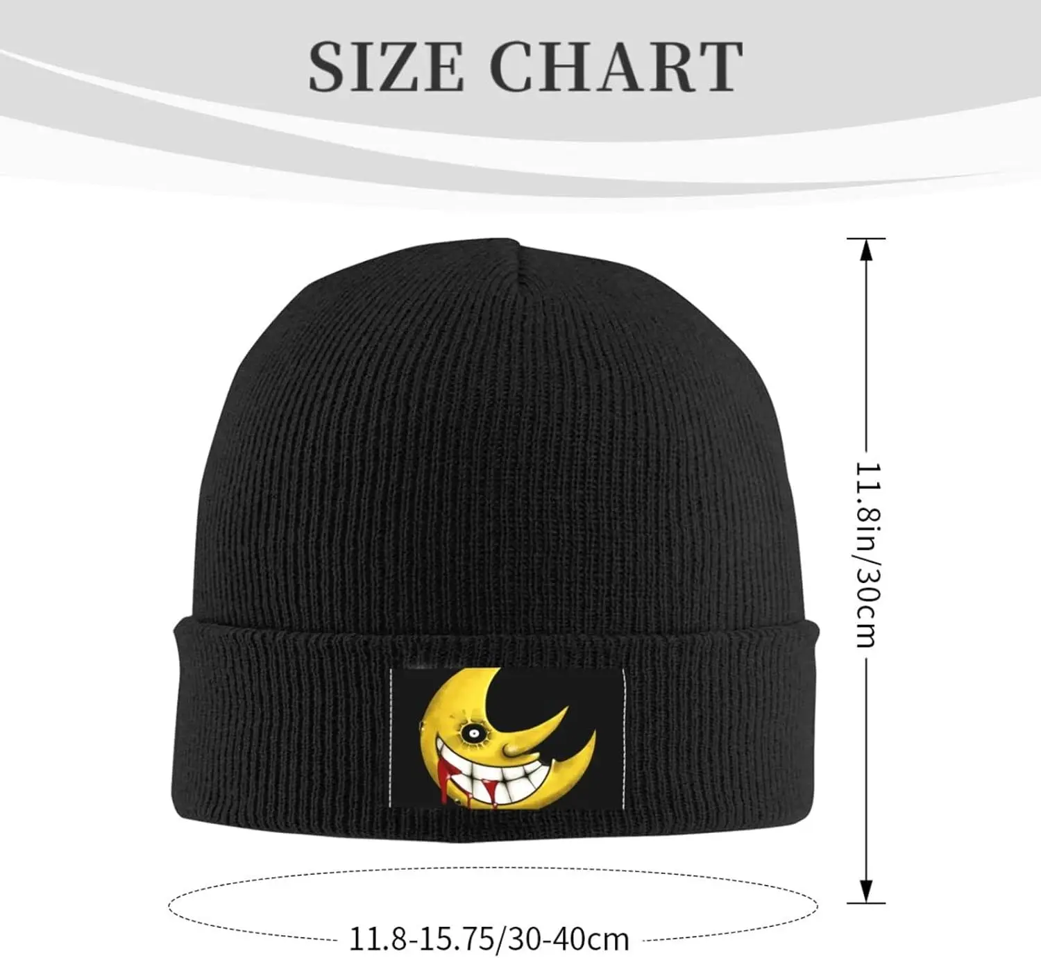 Soul Eater Knit Hat Winter Ski Warm Knitted Caps Plain Cuffed Beanie for Men Women Black