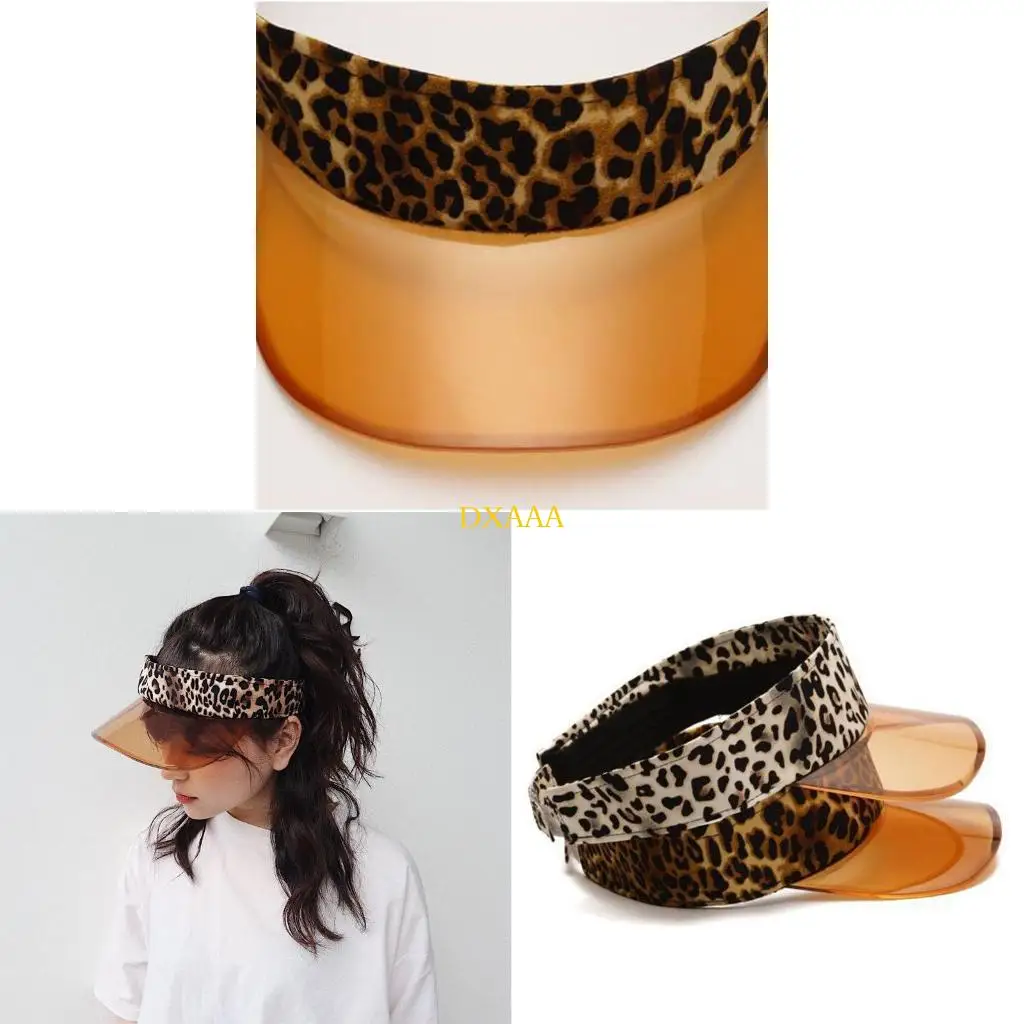 DXAA Damen Damen Leeres Oberteil Vintage Leoparden-Baseballmütze Urlaub Outdoor Transparent