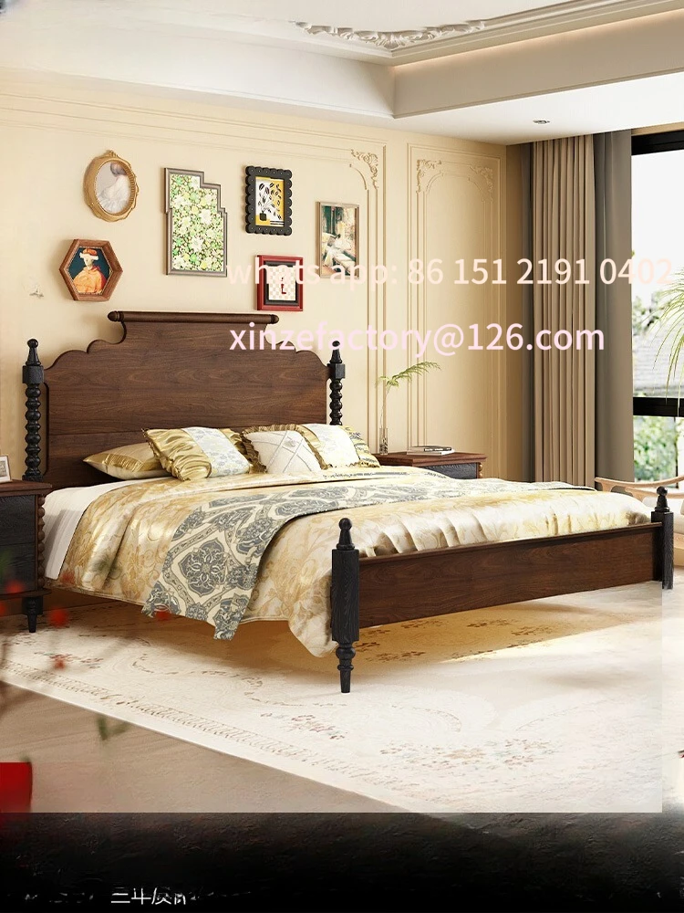 

Customizable French medieval pure solid wood master bedroom bed