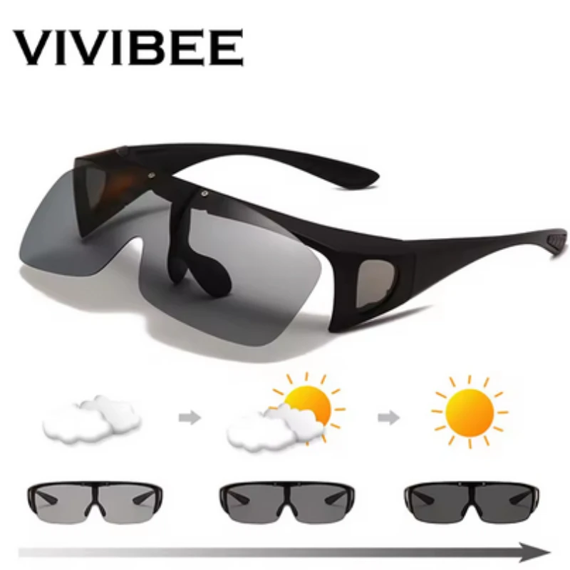 Polarisierte Sonnenbrille zum Überziehen, für Herren und Damen, Nachtsicht, UV400, photochromatisch, zum Angeln, für den Außenbereich