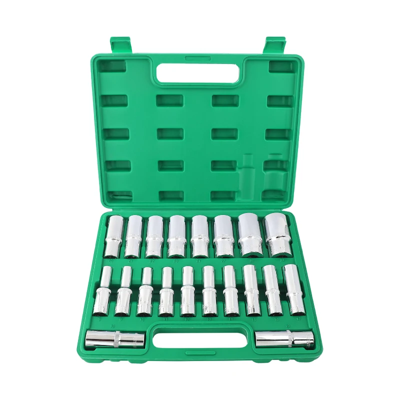 Hi-Spec 20 buah 1/2 ''-12.5MM 12 poin ekstensi heksagonal 20-Piece Bit soket Set Manual soket panjang dengan 1/2'' kunci pas