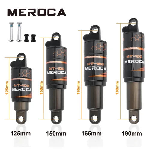 Amortiguador trasero de bicicleta MEROCA, 125/150/165/190mm, amortiguador para patinete eléctrico, amortiguador de resorte de aceite para bicicleta de montaña