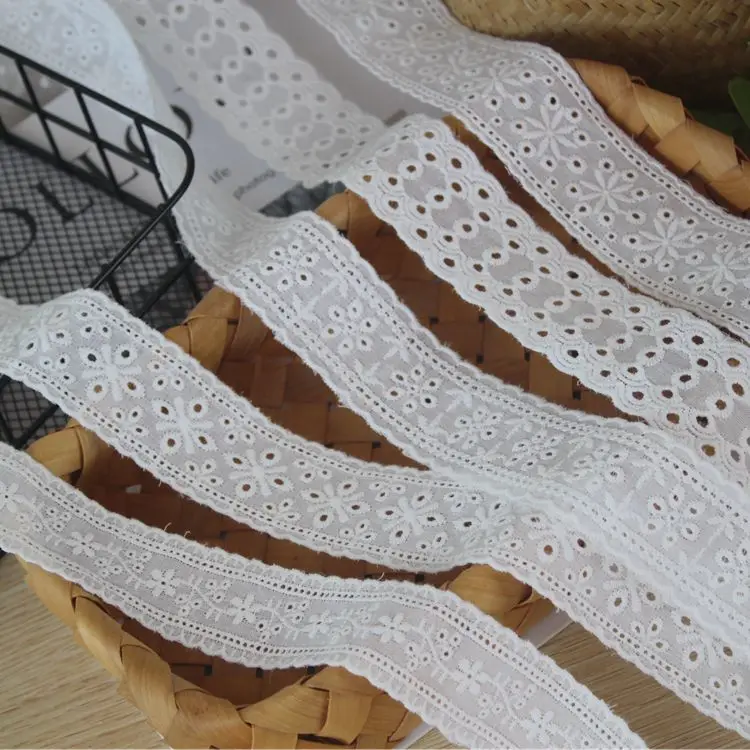 3yards/Lot 2cm-4cm LACE Trimming - Natural white Cotton Lace Cloth Hollow Out Hole Embroidery Fabric X903