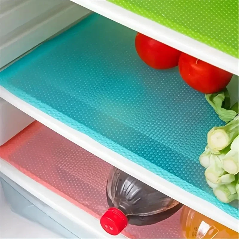 4PCS EVA Refrigerator Liners for Shelves Washable Can Be Cut Fridge Shelf Liner Waterproof Fridge Pads Mat