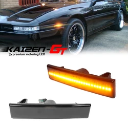 White/Amber LED Front Bumper Side Marker Indicator Lights Turn Signal Lights For Toyota 1987-1992 Supra Mk.3 & 1986-1989 Celica