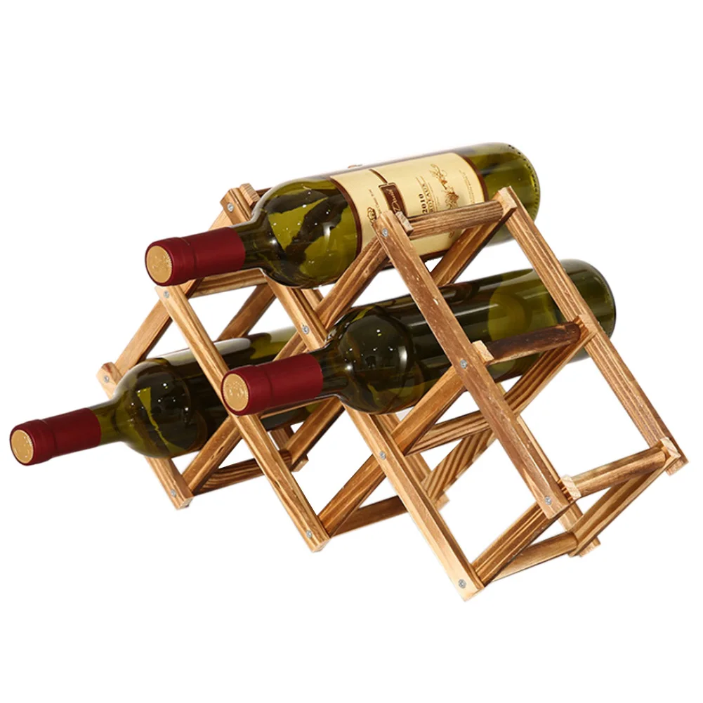 2024 New Wooden Wine Rack 3/6/10 Bottle Holder Durable Folding Drink Bar Display Shelf Accessories For Home Kitchen Bar Cabinet
