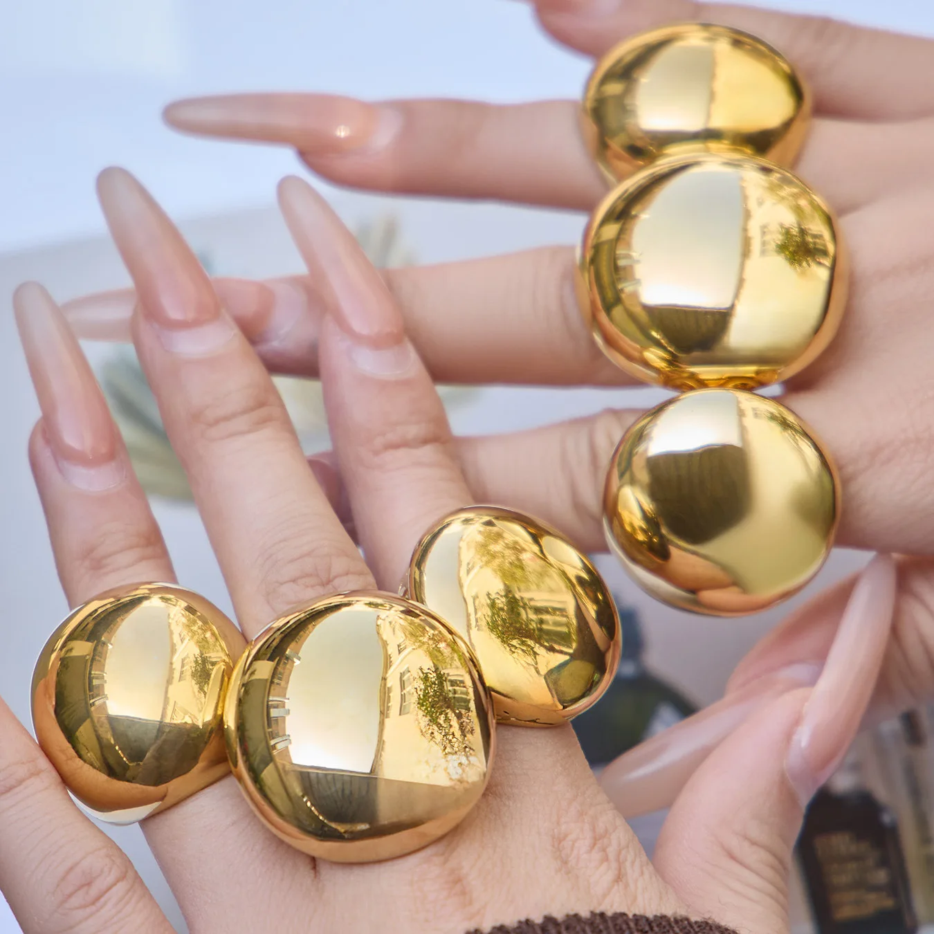 

Fashionable Titanium Steel 18K Gold Plated Ring Sensation Design Cross-Border Jewelry Personality Hand Accessory for Women