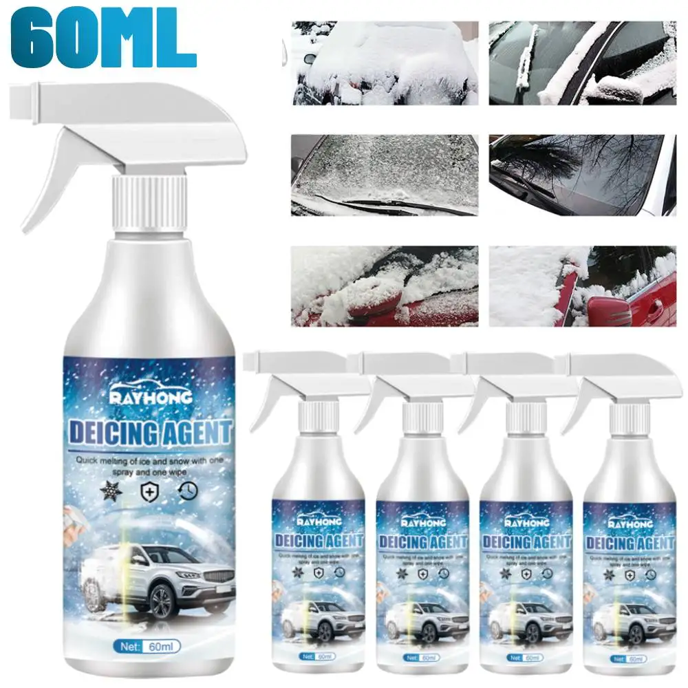 1-5PCS Car Windshield Deicing Spray 60ml Snow Melting Spray Anti Frost Auto Window Ice Melting Agent Car Glass Defrosting Liquid