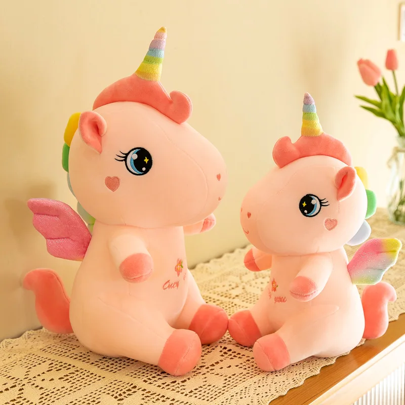 Huggable Soft Cute Unicorn Dream Rainbow Plush Toy High Quality Pink Horse Sweet Girl Home Decor Sleeping Pillow Gift For Kids