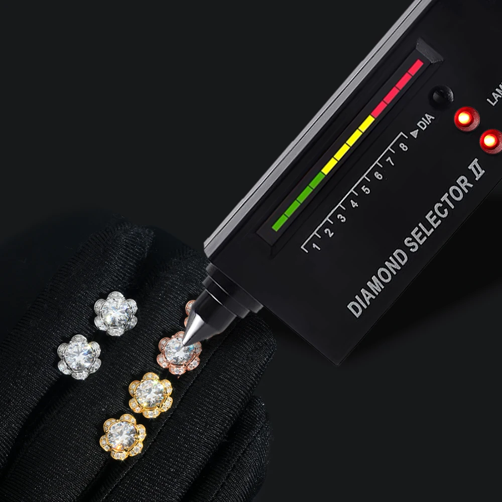 Blingminer Hot 11mm Flower Shape VVS Moissanite Earrings For Men Women S925 Silver Ear Studs Pass Diamonds Tester  Free Shipping