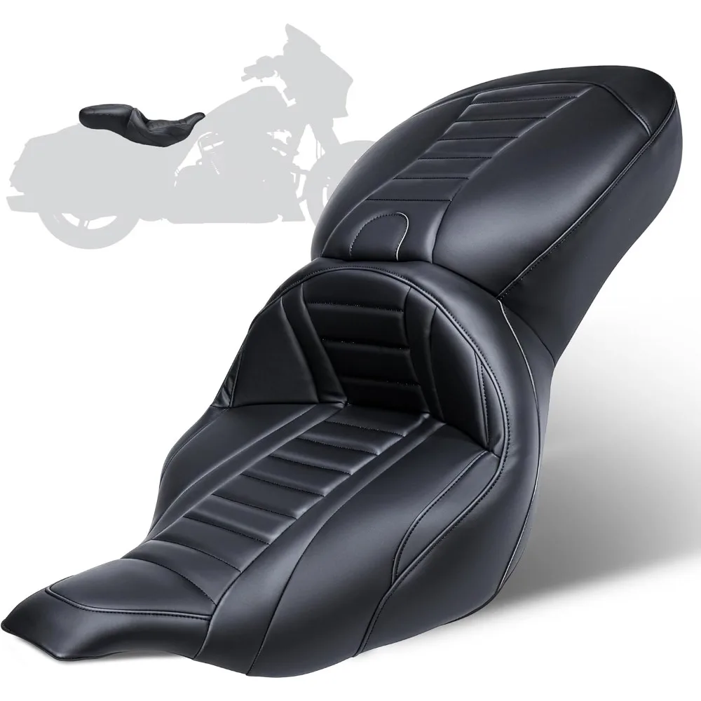 

Touring Driver Passenger Seat One-Piece Motorcycle Seats for Harley 1997-2007 Road King FLHR/I & 2006-2007 Street Glide FLHX/I,
