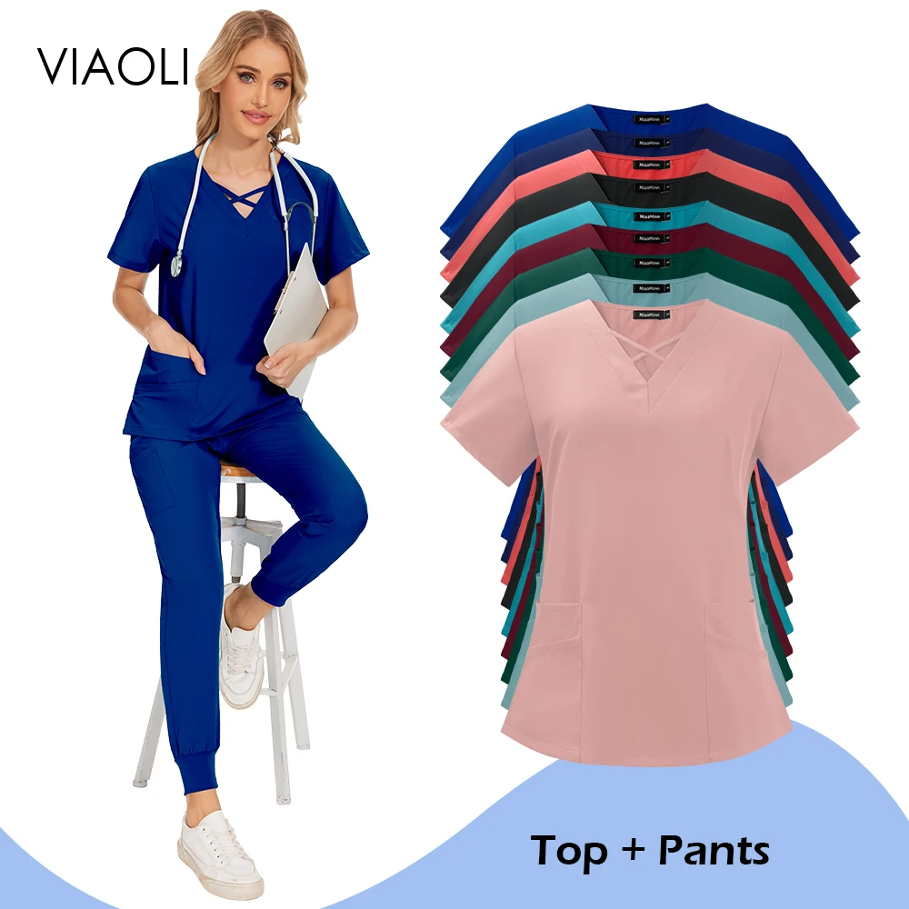 

Aesthetic Uniform Nursing Surgical Gown Hospital Accessories Nurse Women Pet Clinic Medical Scrub Special WorkWear Set Wholesale