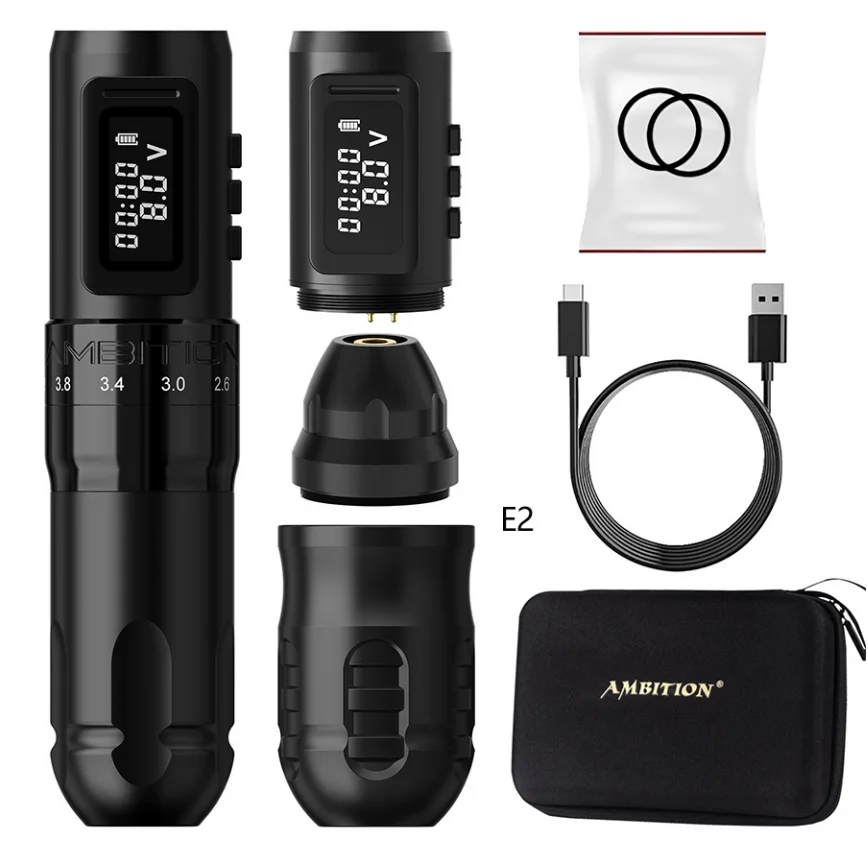 Mars-U 1800mAh Powerful Coreless Motor 2.2-4.2mm Adjustable Stroke Professional Wireless Tattoo Machine Pen for Artist