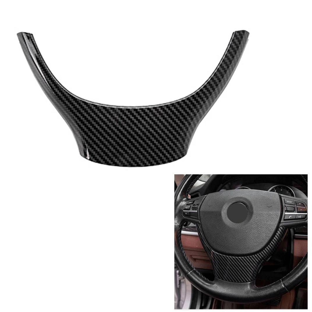 Carbon Fiber Car Interior Steering Wheel Decoration Strip Frame Cover Trim Sticker for-BMW 5 7 Series F10 F11 F01 F02 A