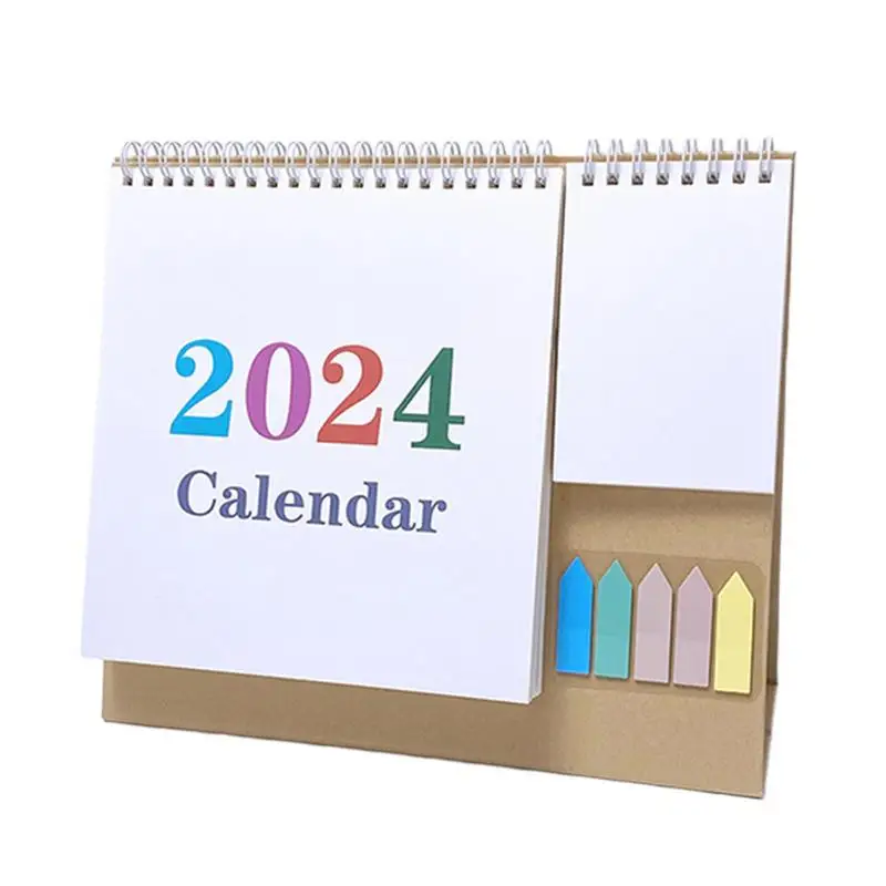 

2024 Simple Multifunctional Desktop Calendar English Coil Daily Monthly Planner Schedule Yearly Agenda Organizer Home Office