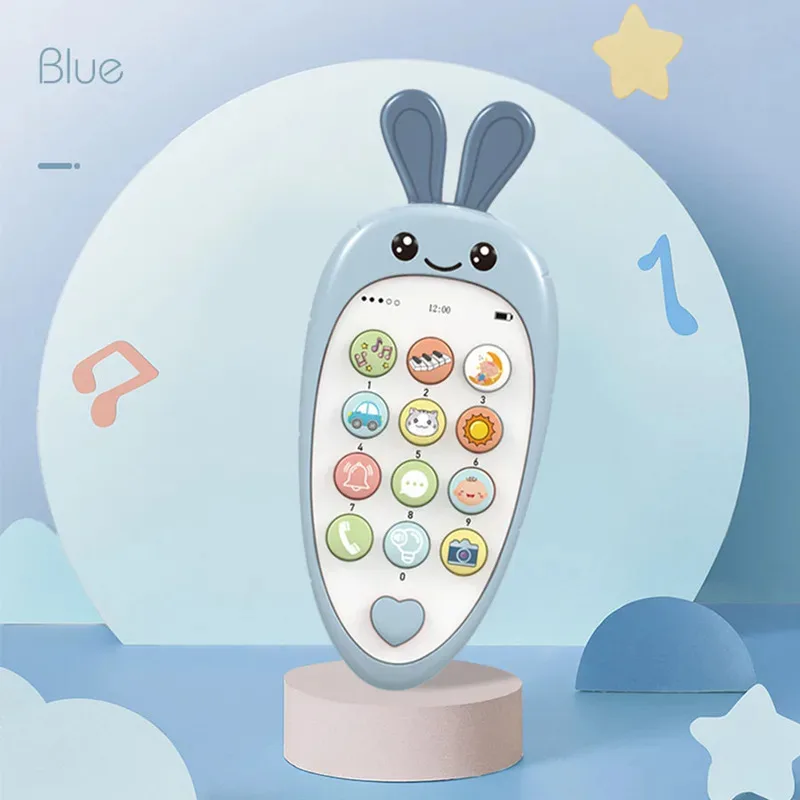 Kinderen Muziek Geluid Telefoon Slapen Speelgoed, Babytelefoon Speelgoed met Bijtring Simulatie Telefoon Baby Vroeg Educatief Speelgoed Kindercadeaus
