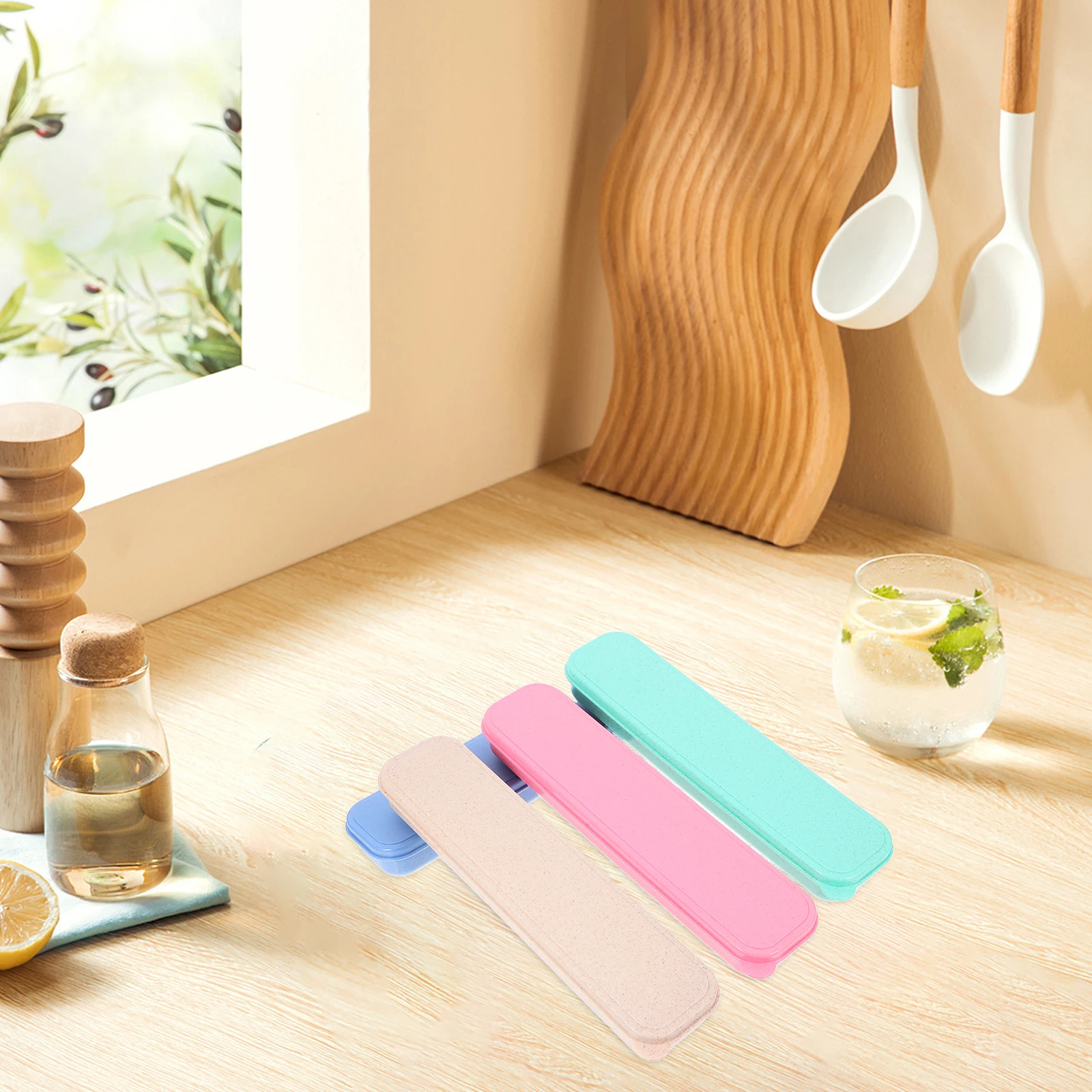 

Portable Tableware Storage Box 4 Pcs Chopsticks Travel Silverware PP Reusable Cutlery Case Lightweight Dustproof Waterproof