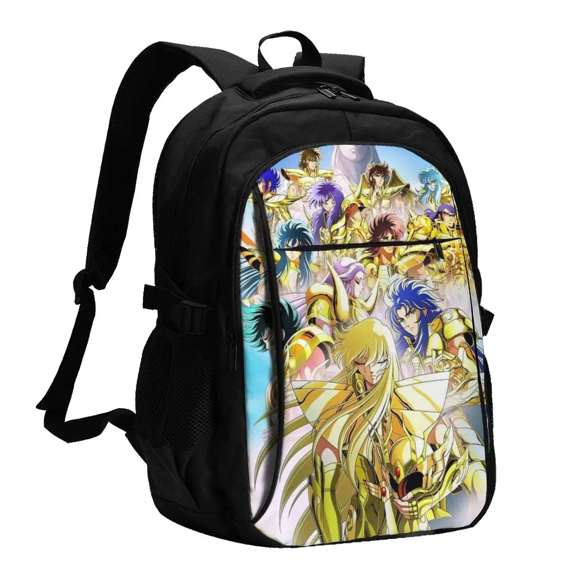 Anime Saint Seiya Travel Laptop Backpack, Business Water Resistant Laptop Backpack with USB Charging Port, College Bag