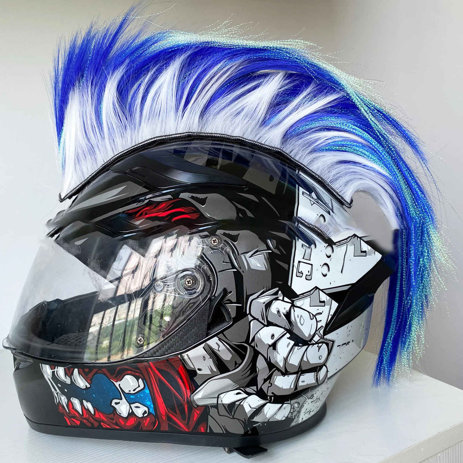 Mohawk Helmet Wig Motorcycle Helmet Decorations Wigs Cockscomb Motocross  Full Face Off Road Helmet Decoration Hair Sticker Paste - AliExpress  201355758