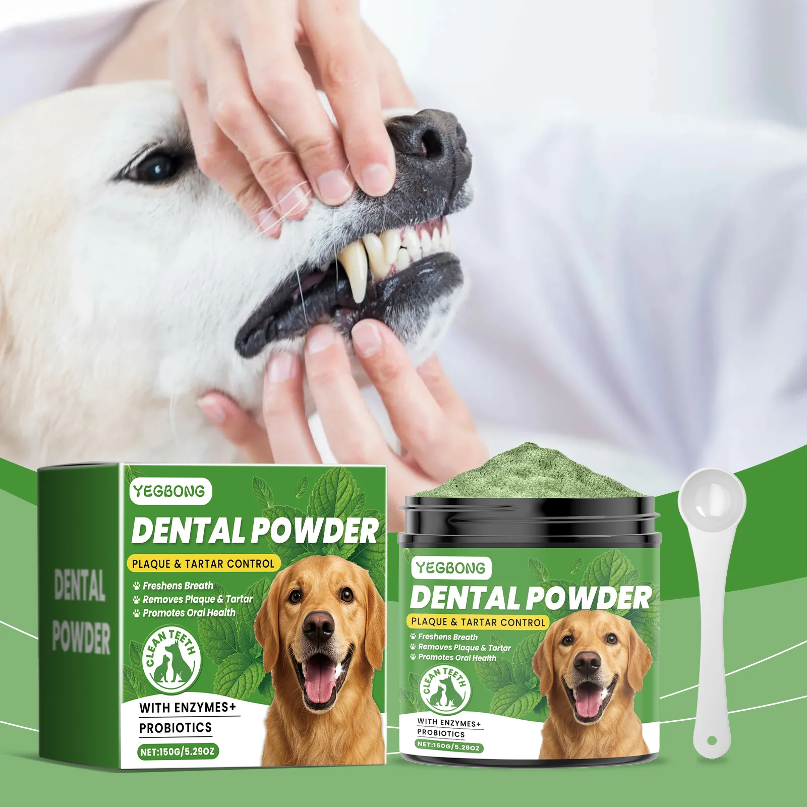 Yegbong Pet Teeth Cleaning Powders For Dogs Cats Oral Gum Care Lasting Freshen Reduces Tartar Solution Teeth Cleaning Products