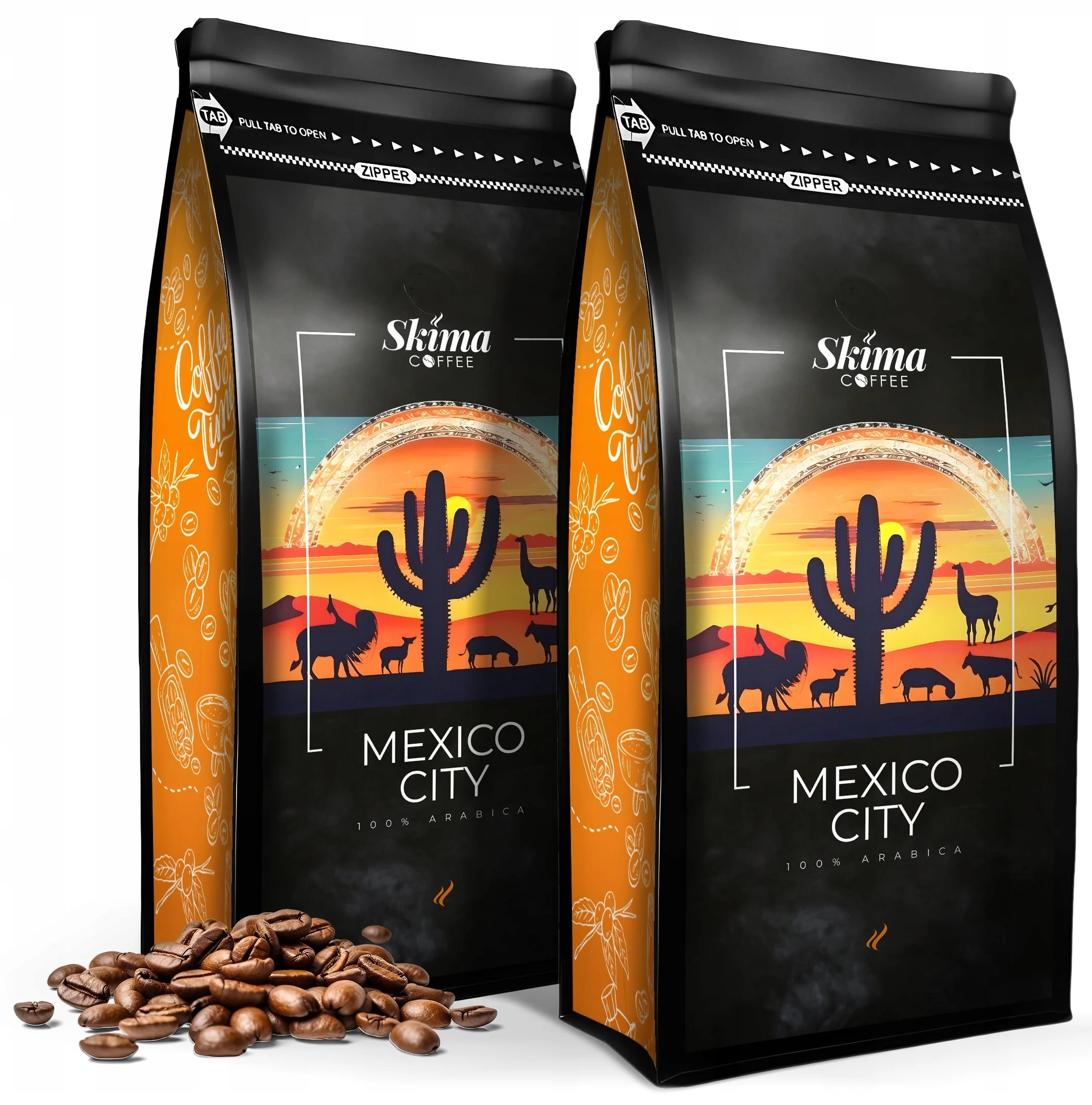 Kawa ziarnista 2x1kg MEXICO CITY 100% ARABICA Świeża do ekspresu + GRATIS