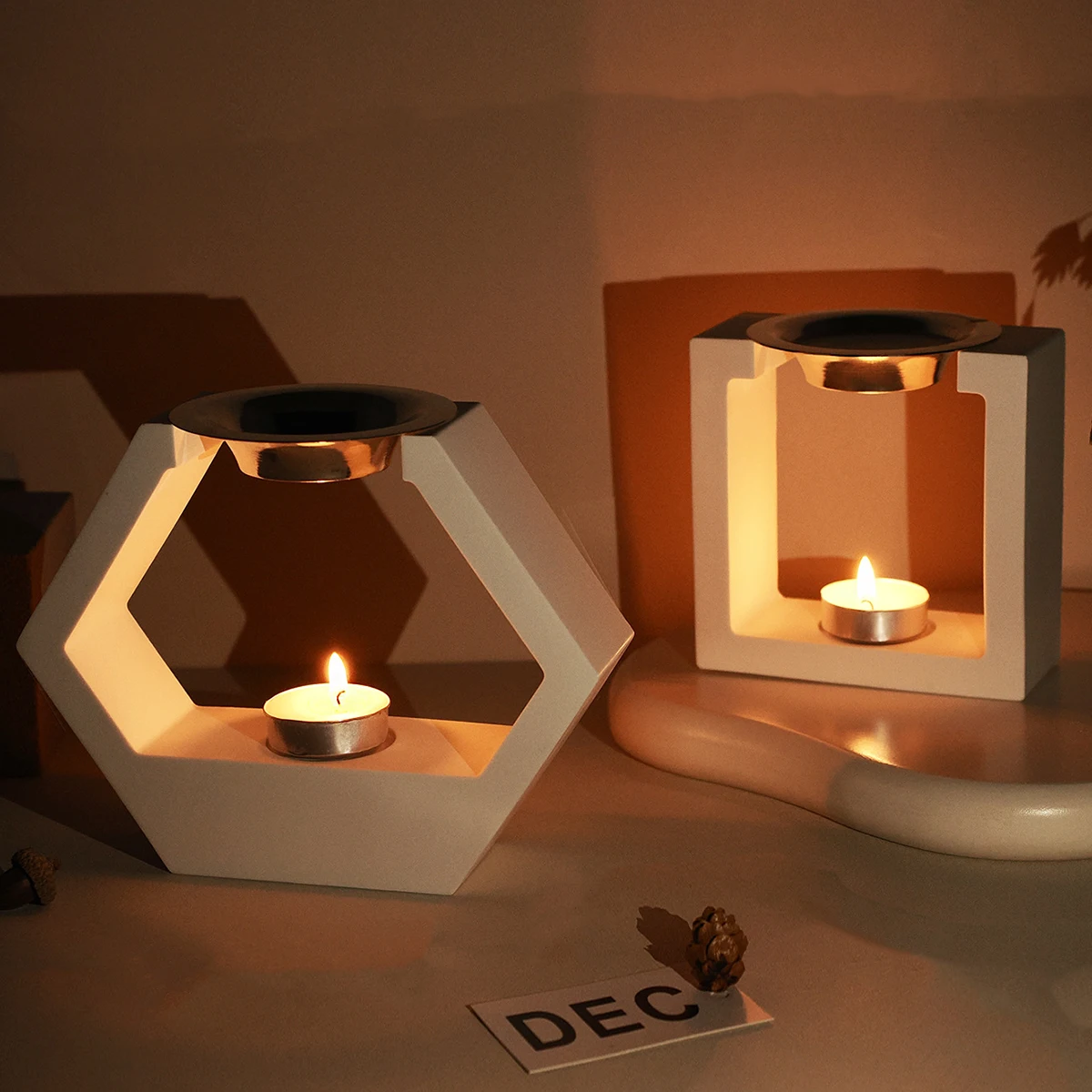 DIY Essential Oil Diffusion Candle Holder Silicone Mold Concrete Cement Aromatherapy Diffusion Furnace Mould Modern Home Decor