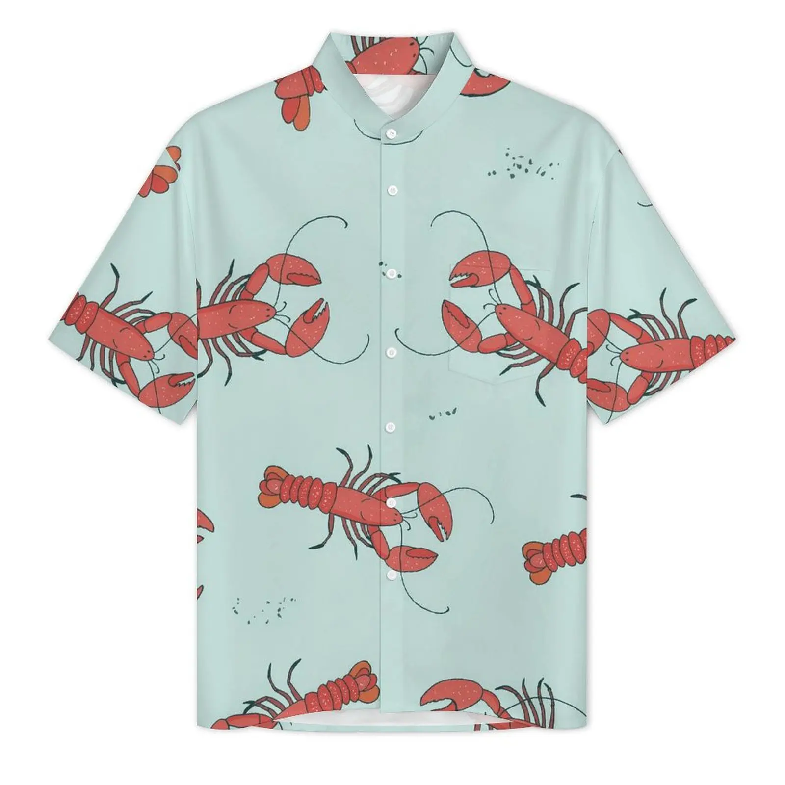 Lobster Print Hawaii Shirt For Man Beach Sea Animals Casual Shirts Short Sleeves Y2K Funny Custom Vintage Plus Size 4XL Blouses