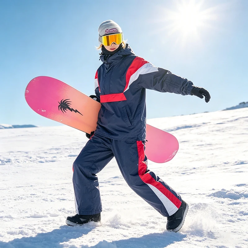 

Зимний спортивный лыжный костюм 2026 года, новый, для женщин и мужчин, ветрозащитный, водонепроницаемый, взрослый, однотонный, свободный, теплый, с капюшоном, для сноуборда, комплект из двух предметов