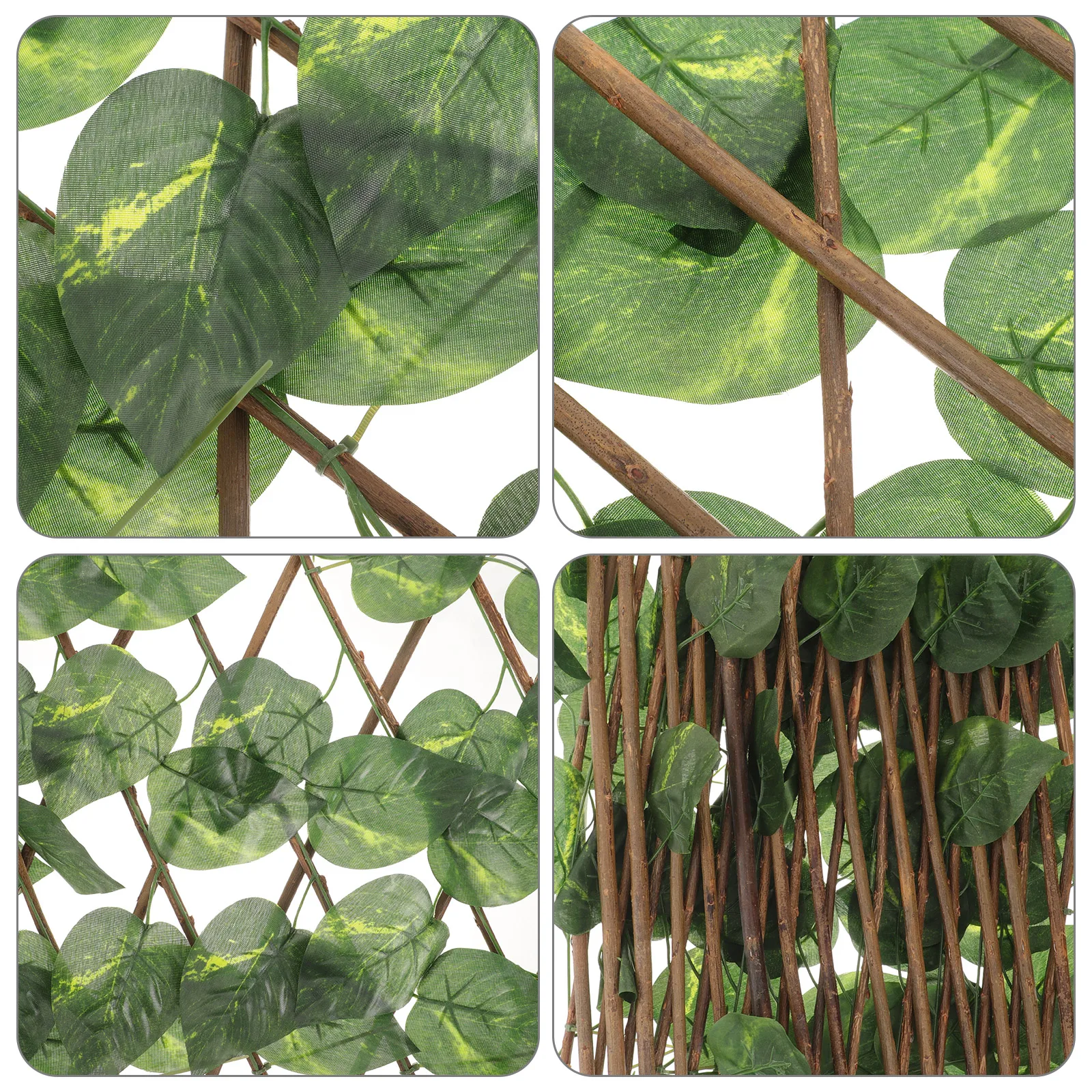 

able Artificial Fence 40x20cm Green Plants Decor Outdoor Wooden Leaves Screen