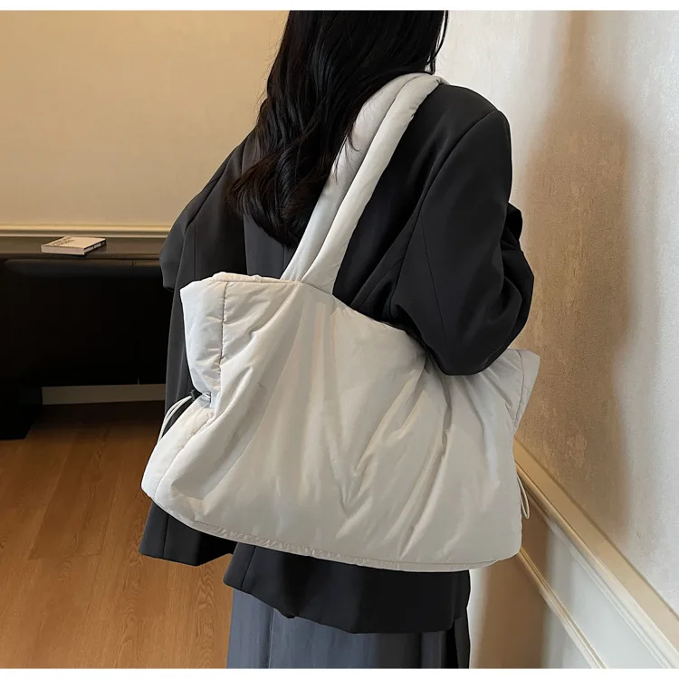 Herbst Winter Baumwolle Umhängetasche Frauen Stilvolle Tote Satchel Handtasche Geräumige Nylon Geldbörse für Arbeit Pendeln und Reisen – Detail 23