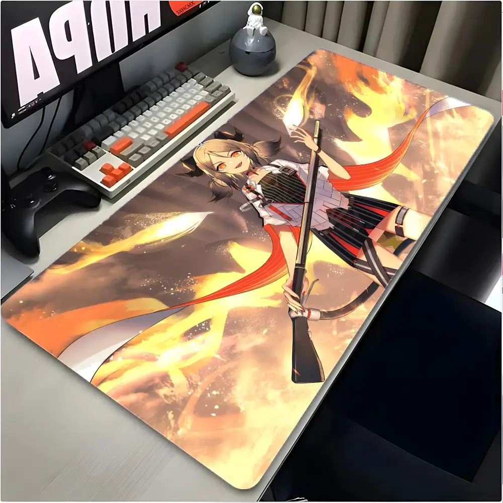 Fierce Character I-Ifrit Arknights Mouse Pad Large Mouse Pad Desk Mat Non‑Slip Board Gaming Mat Stitched Edge Design