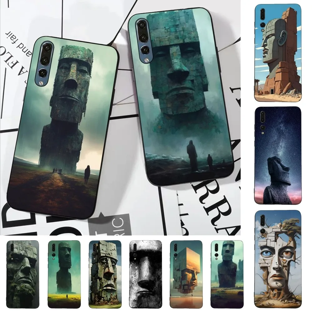 Creative Easter Island Stone Moai Phone Case For Huawei P 8 9 10 20 30 40 50 Pro Lite Psmart Honor 10 lite 70 Mate 20lite