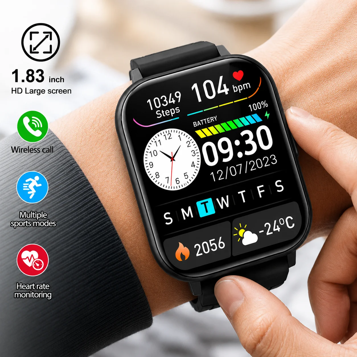 

Choice LIGE Smart Watch 1.83" HD IPS Screen IP67 Waterproof Multi-Sports Modes Fitness Tracker Wireless Calling Men's smartwatch