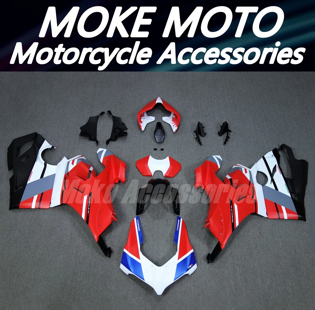 

Moke moto Fairings Kit Fit For Panigale v4s v4r 2020 2021 Bodywork Set Abs High Quality Injection Matte Black Red White New
