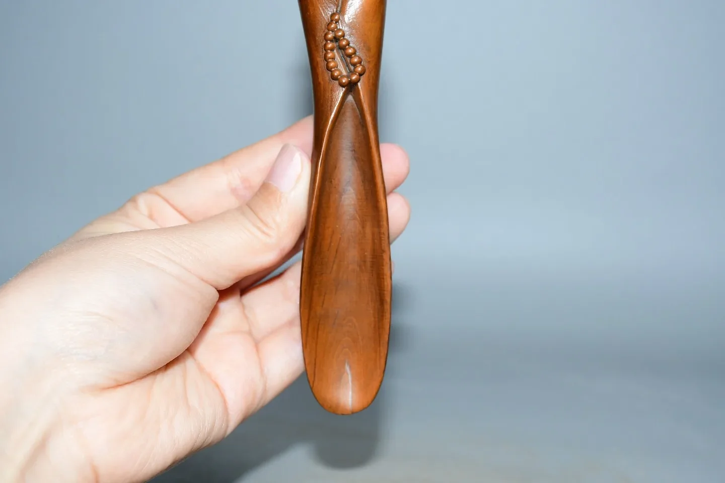

6"Tibetan Temple Collection Old Boxwood Bodhidharma Buddha statue Damo tea spoon Tea spatula tool Amulet Amass wealth Ornaments