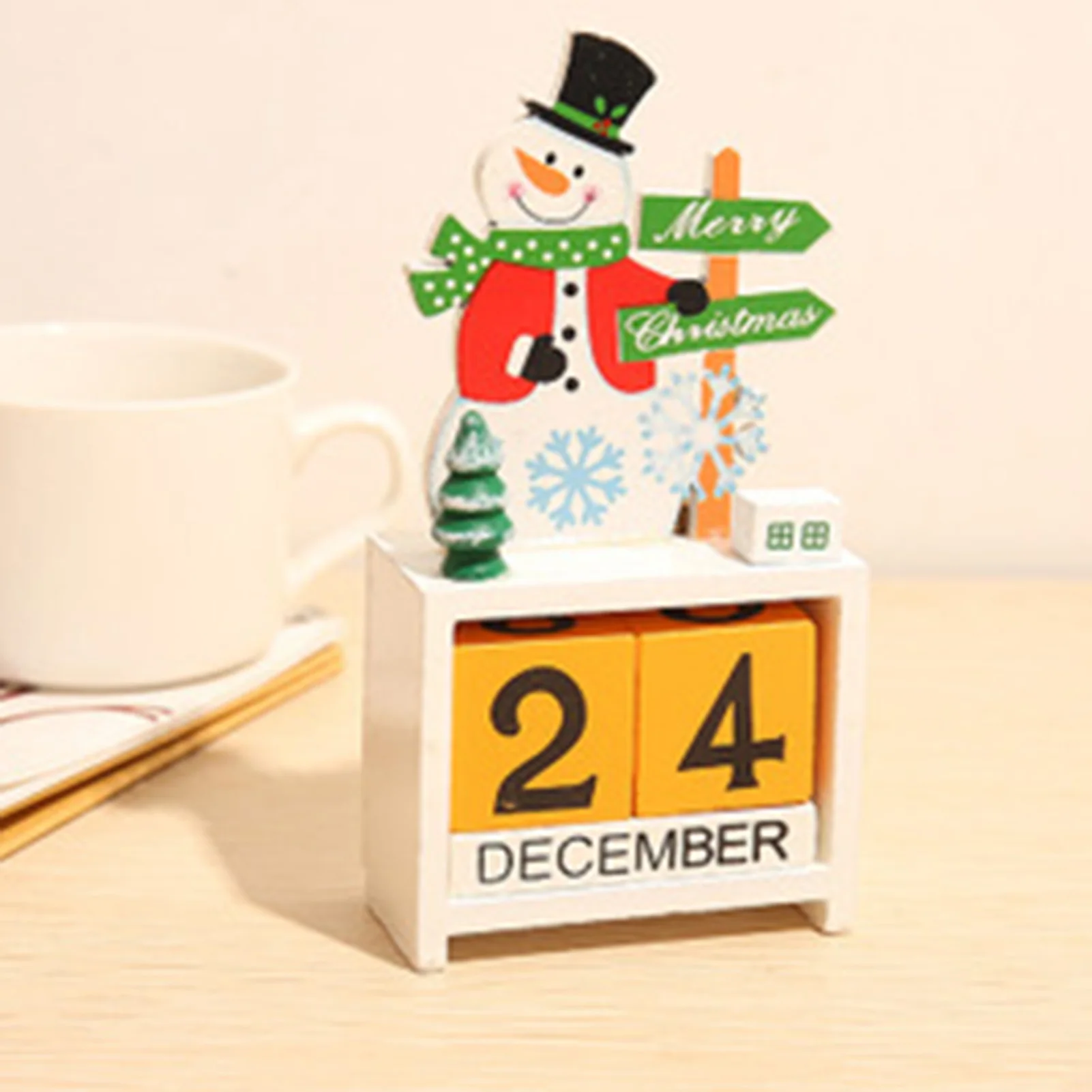 Perpetual Calendar Wooden Blocks Calendar Christmas Decor Holiday Advent Wood Block Christmas Gift for Friends