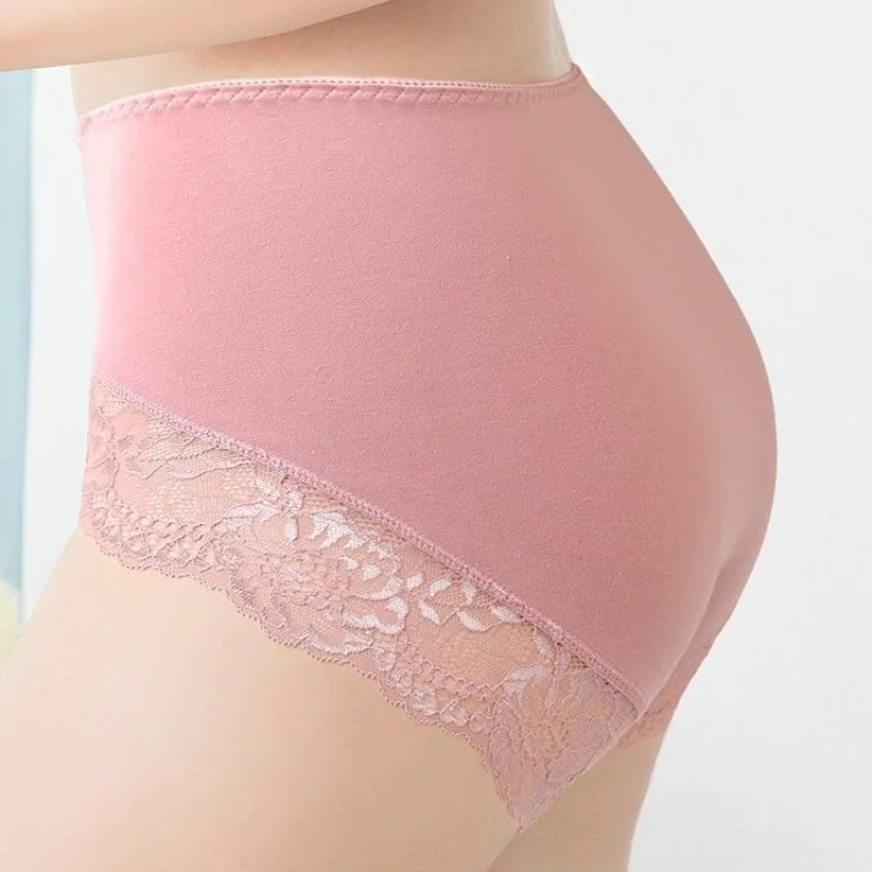 Underwear Women Cotton Middle Waist Lace Panties Ladies Seamless Breathable Triangle Pants Buttocks Lifting Solid Color Briefs
