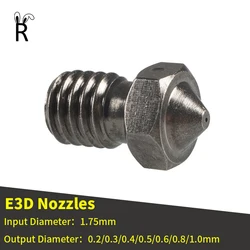 3D Printer Nozzle E3D 0.2mm-1.0mm For 1.75MM Supplies CR10 CR10S Ender-3 Hardened Steel Extruder Head 3D Printer Nozzle Parts