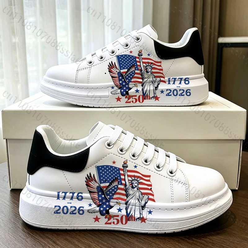 

American Independence Day Patriotic Men Women Teenager Adult Easy To Wear Lightweight Wear-resistant Casual Sports Shoes Gift