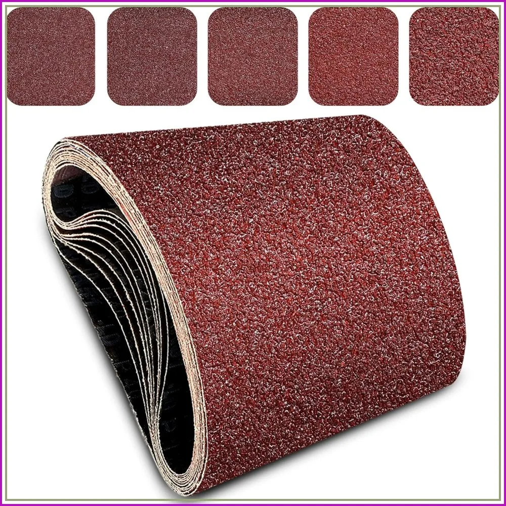 

10 Pcs 8x19 Inch Floor Sanding Belts, 5 Grit (40,60,80,100,120) Heavy Duty Aluminum Oxide for Wood Metal Furniture