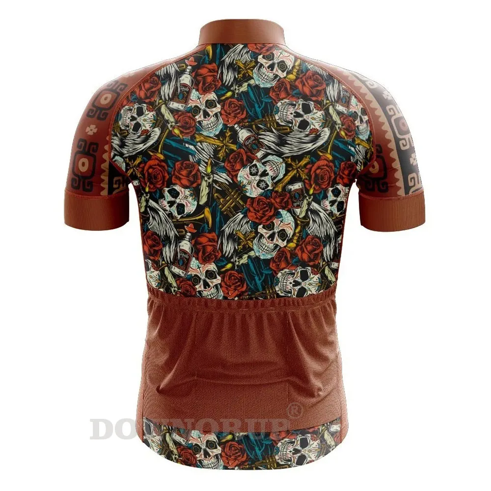 Skull Cycling Jersey Men Short Sleeve Summer Breathable Quick-Drying Mountain Highway BIke Clothing Can Customized MTB