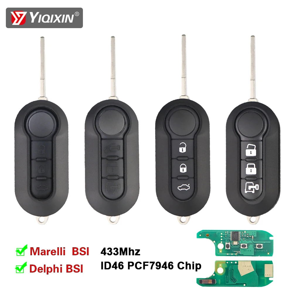

433 МГц ID46 PCF7946 откидной дистанционный ключ от машины для Fiat 500 Panda Punto MPV Bravo Marelli 500L Ducato для Peugeot Boxer Citroen Jumper