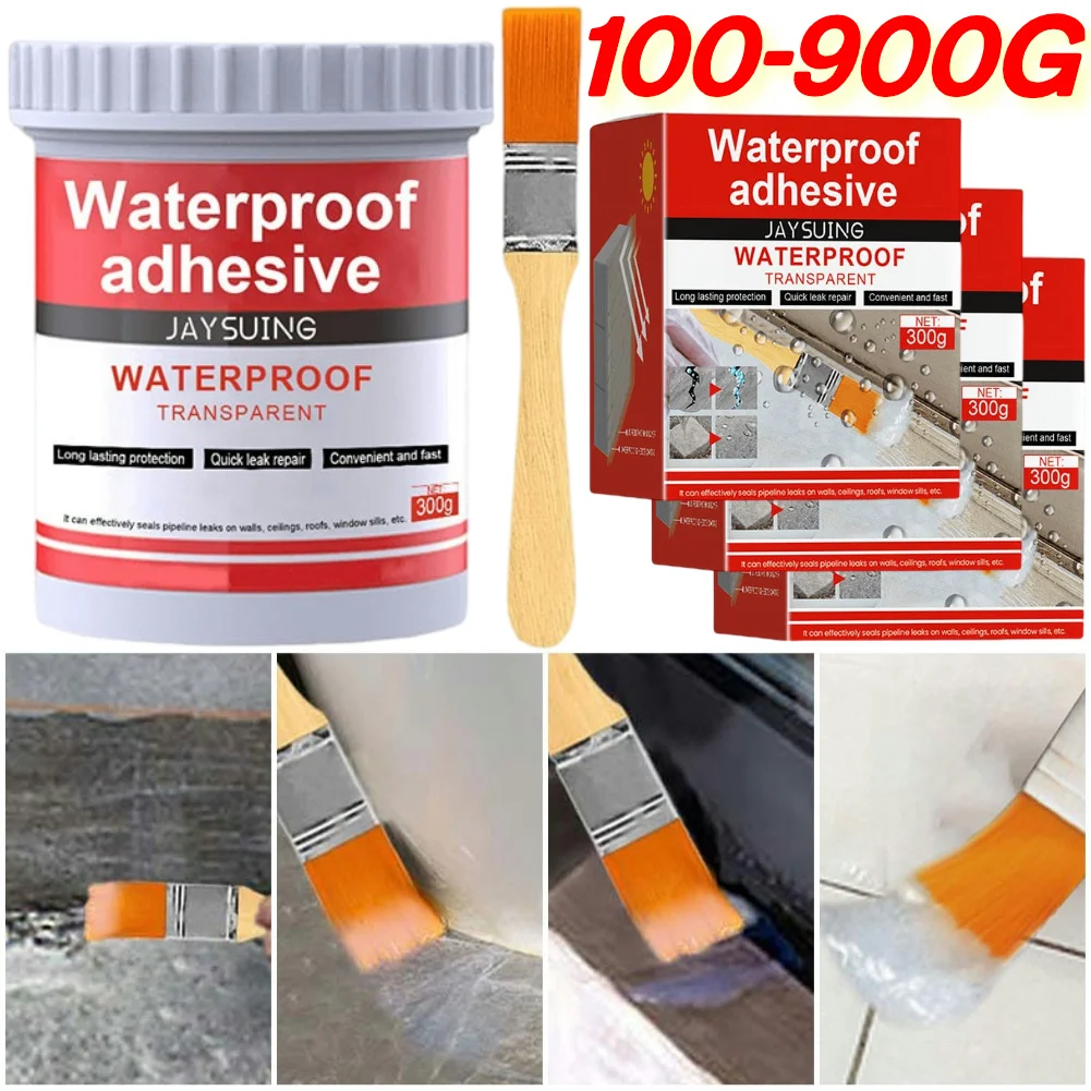 

100-900G Invisible Waterproof Agent Insulating Sealant with Brush Transparent Sealing Coating Leak-Free Glue Toilet Repair Tools