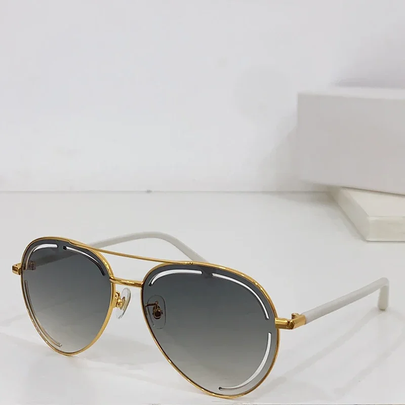 

2024 Fashion Women Sunglasses High Quality Metal Mix Acetate Frame Shades Summer Round Trend Gradient Sun Glasses Eyewear