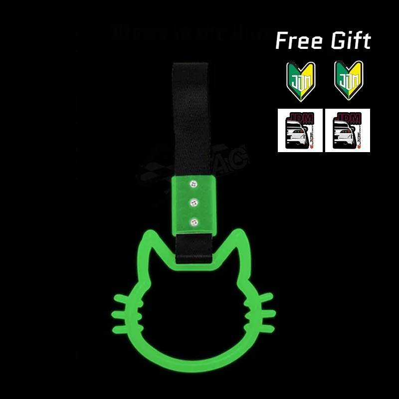 Tsurikawa JDM Train Bus Handle Glow-in-the-dark Cat Shape Hand Strap Drift Charm Strap Drift Warning Ring Car Supplies New