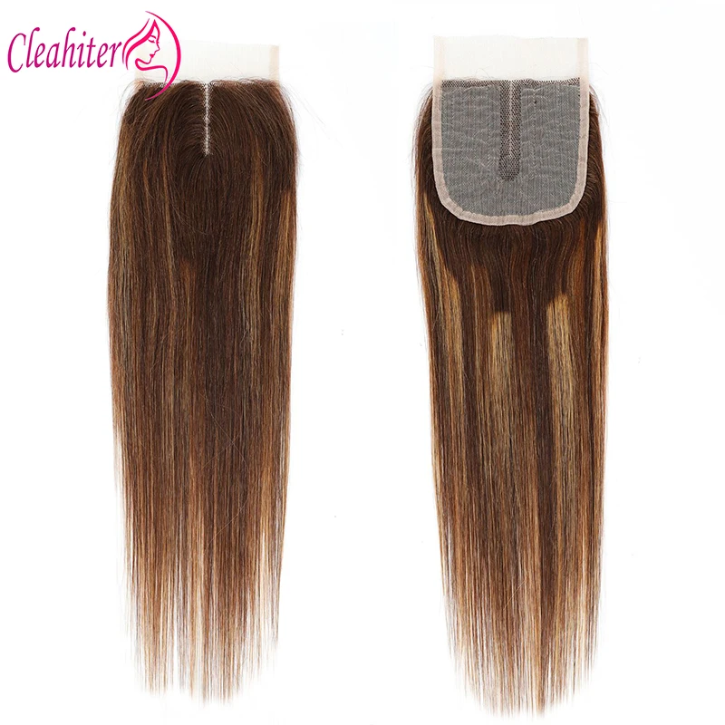 P427 Highlight Straight 4x1 T Middle Part Lace Closure Indian Remy Hair Pre-Plucked 8-18 Inch In Stock Piano Color